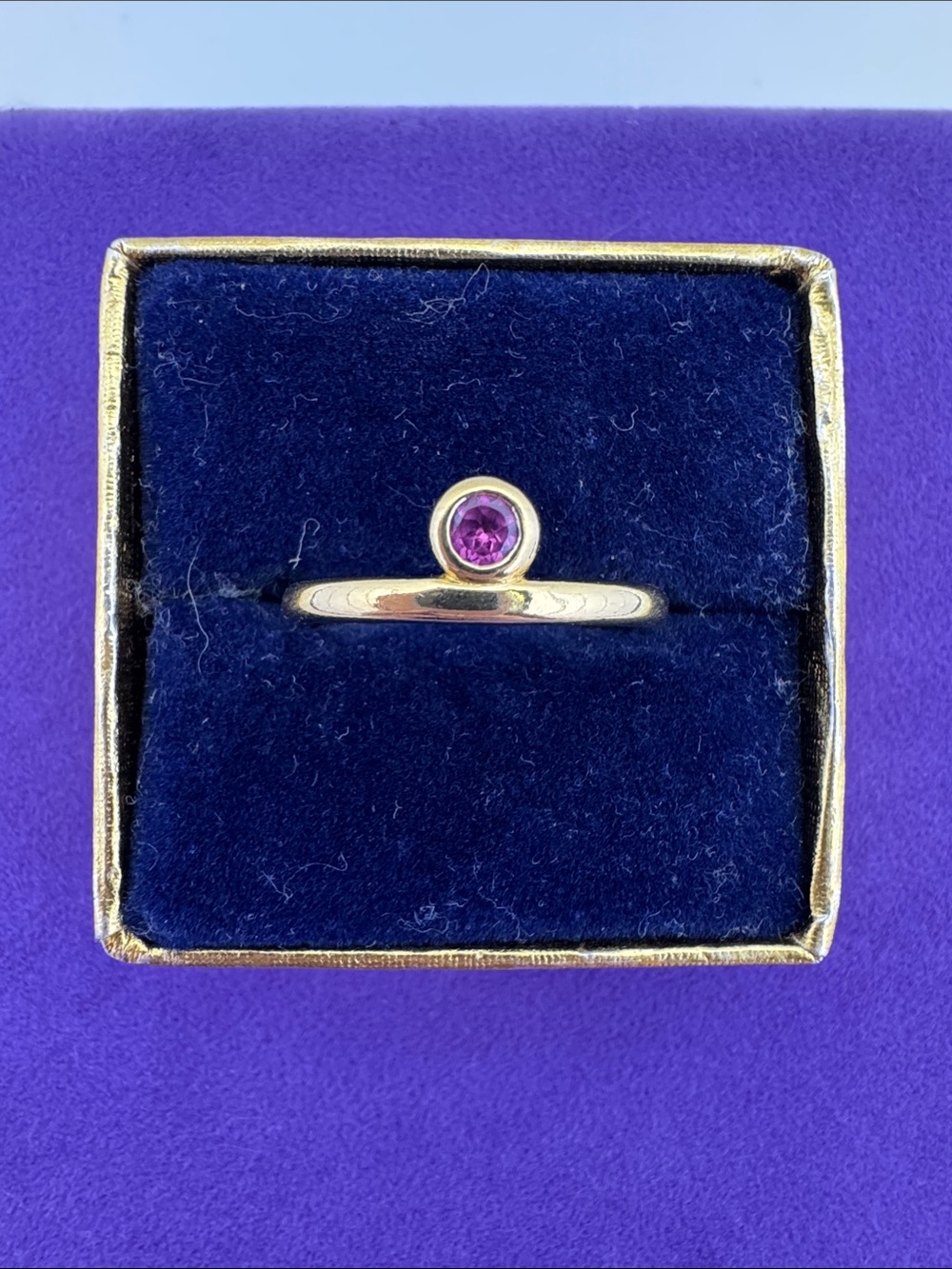 💛Mejuri 18k Gold Vermeil Solitaire Ring with Purple Stone | Celestial Minimalism